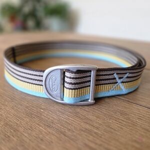 Chaco unisex Webbing Belt in Brown, Yellow & Light Blue